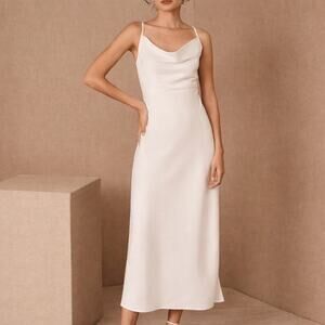 Sachin & Babi Cali Cowl Neck Midi Dress White Sz 10 Formal Cocktail